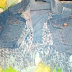 Denim cropped fridgy jacket size xl